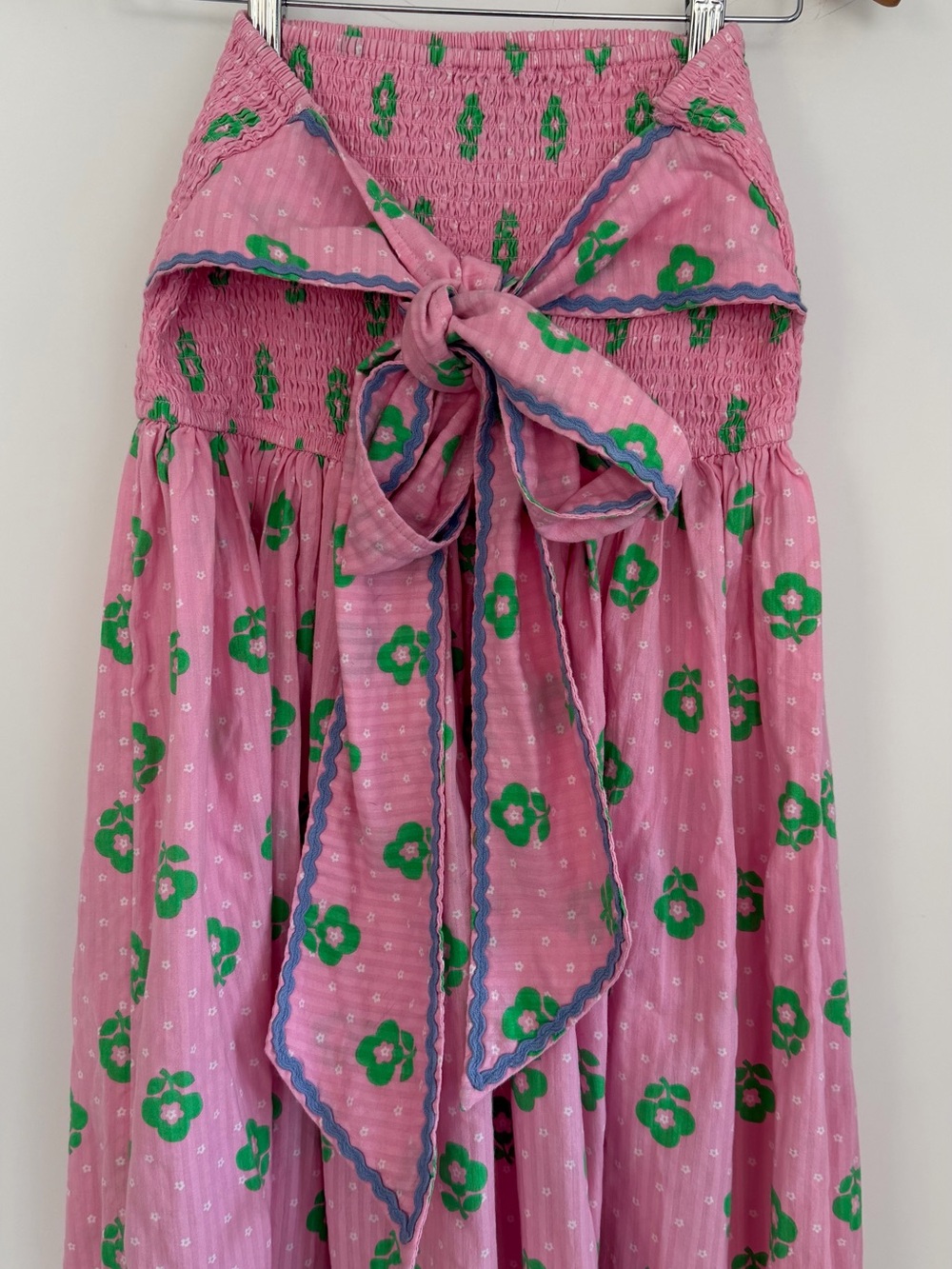 Damson Madder Pink Floral Smocked Bow Maxi Skirt Size 12 - Picture 4 of 5